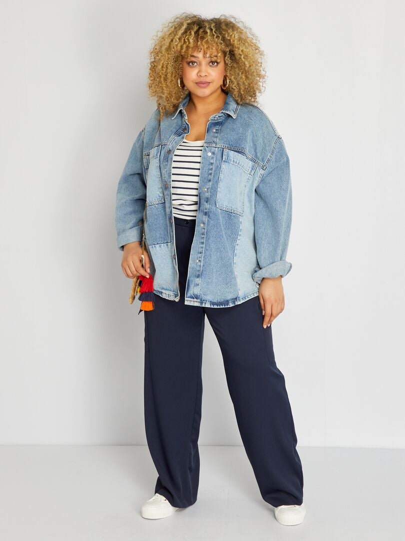 Pantaloni stile cargo tinta unita blu - Kiabi