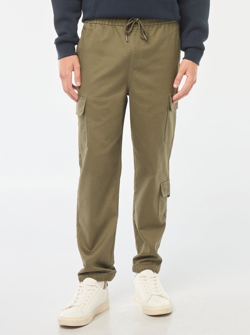 Pantaloni stile 'jogger' multitasche Kaki - Kiabi