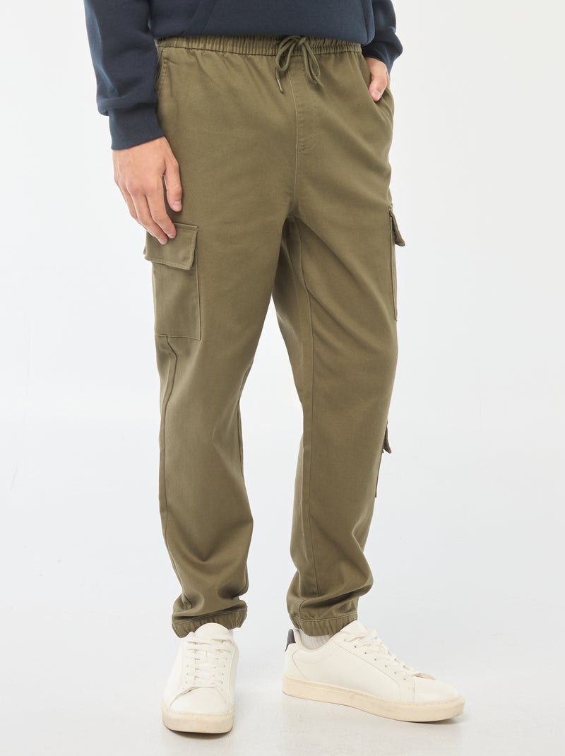 Pantaloni stile 'jogger' multitasche Kaki - Kiabi