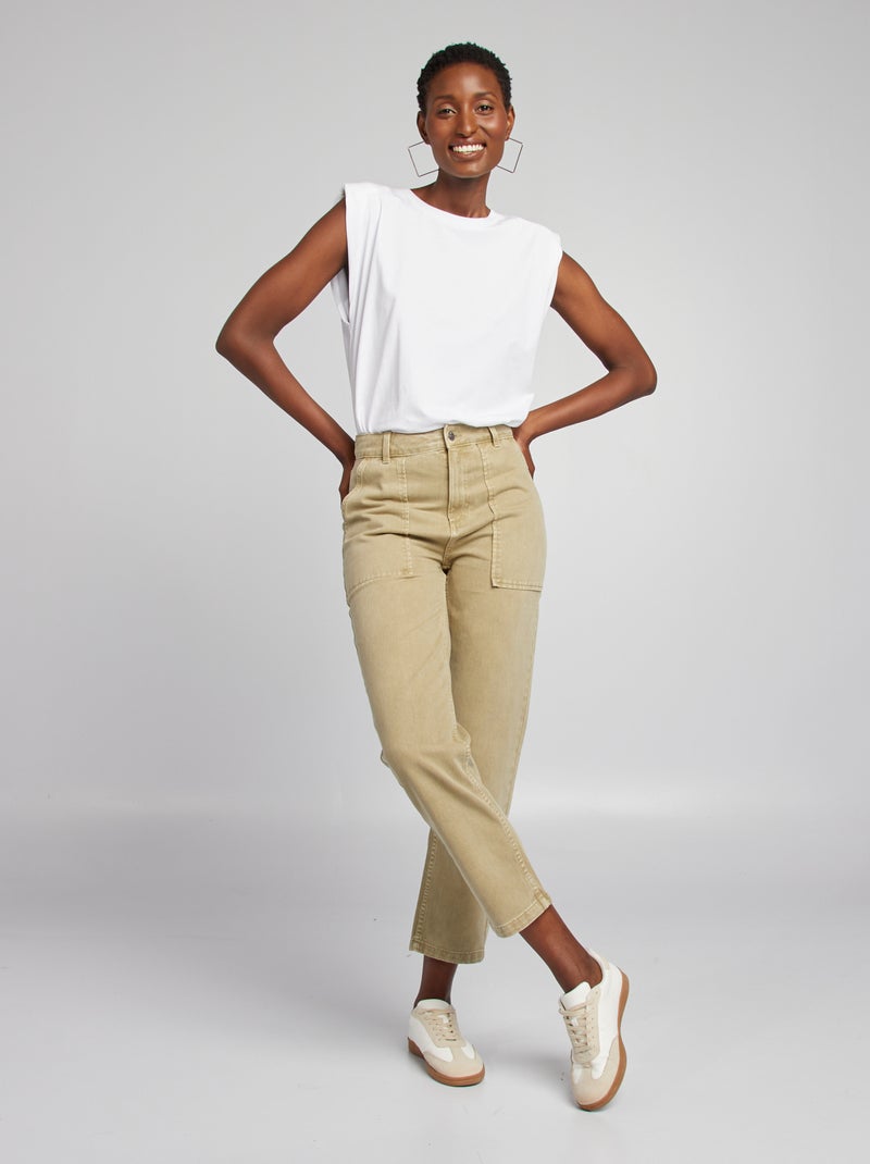 Pantaloni straight in cotone KAKI - Kiabi