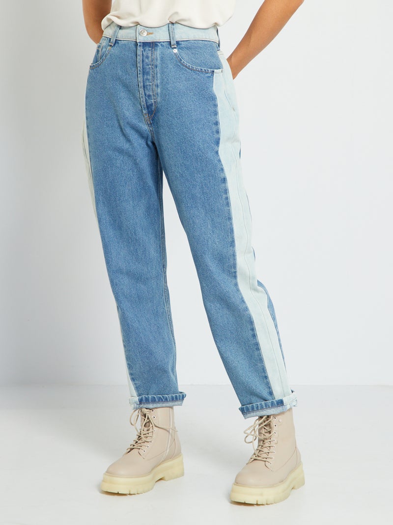 Pantaloni straight in denim - BLU - Kiabi