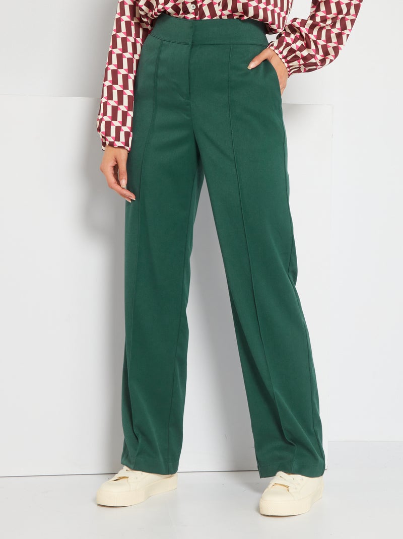 Pantaloni straight in twill grigio verde - Kiabi