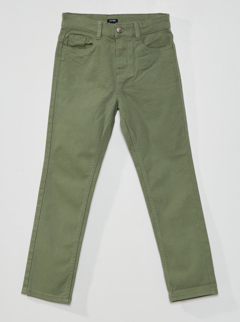 Pantaloni stretch - Taglio più confortevole VERDE - Kiabi