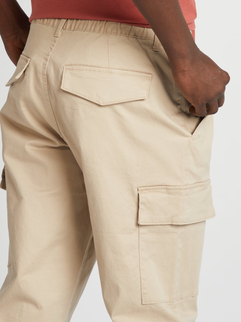 Pantaloni stretch multitasche beige - Kiabi