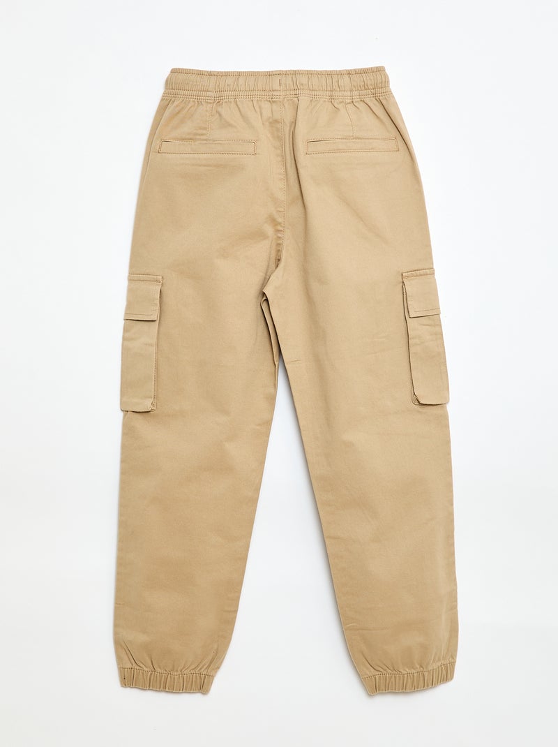 Pantaloni stretch tinta unita multitasche Beige - Kiabi