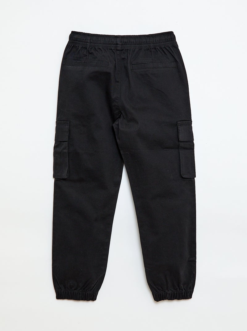 Pantaloni stretch tinta unita multitasche Nero - Kiabi