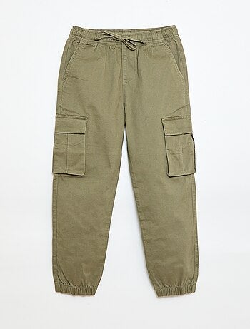 Pantaloni stretch tinta unita multitasche