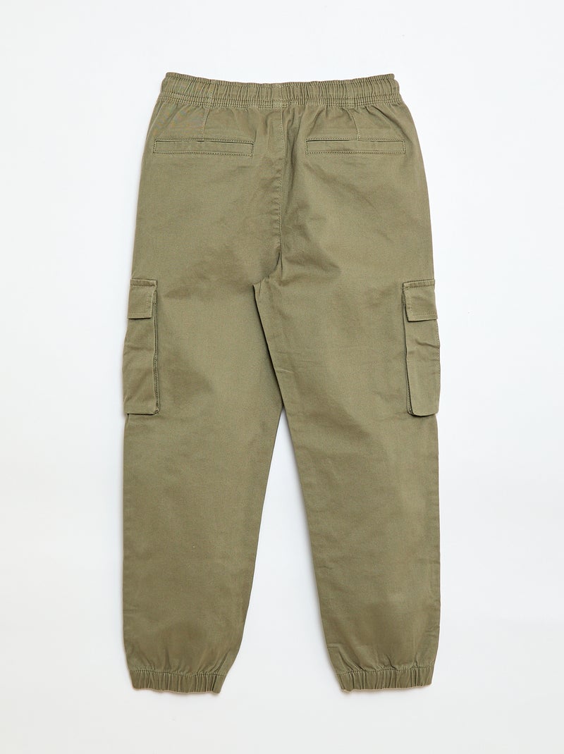Pantaloni stretch tinta unita multitasche Verde - Kiabi