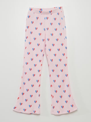 Pantaloni svasati con stampa cuori