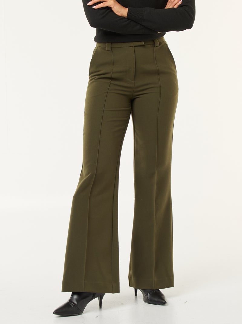 Pantaloni svasati tinta unita Kaki - Kiabi