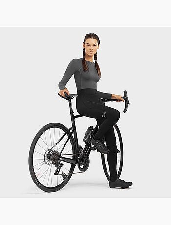 Pantaloni termici con fondello a gamba lunga donna ciclismo donna core agility