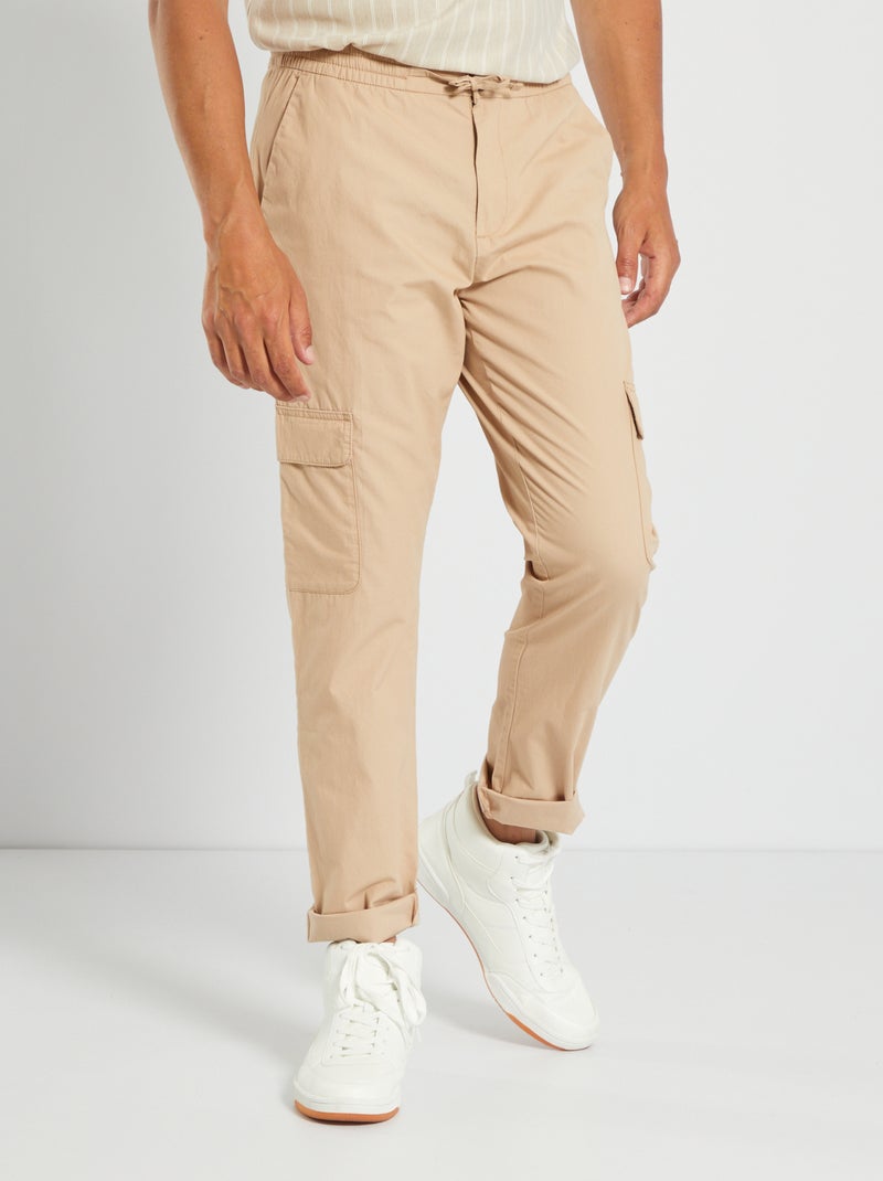 Pantaloni tinta unita con tasche con patta BEIGE - Kiabi