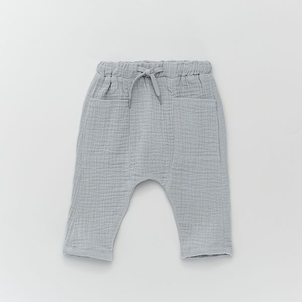 Pantaloni tinta unita in maglia goffrata neonata - grigio blu - Kiabi -  8,00€