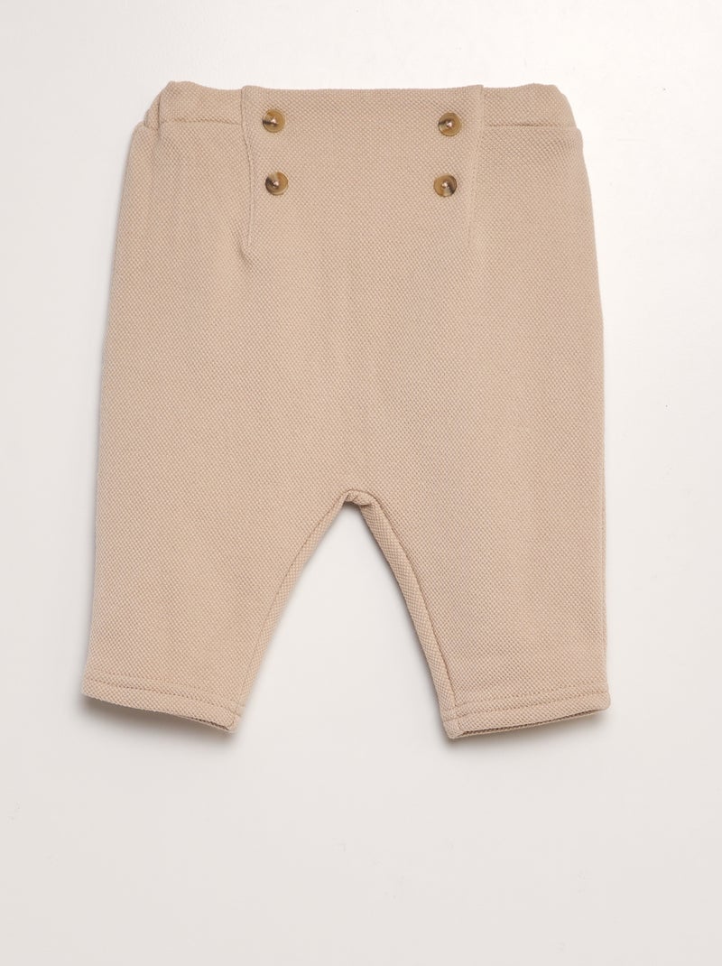 Pantaloni tinta unita in maglia piqué BEIGE - Kiabi