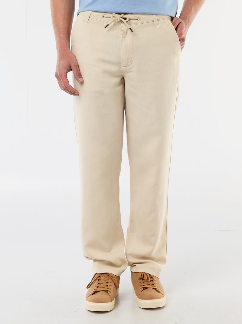 Pantaloni tinta unita in materiale leggero e morbido Beige - Kiabi