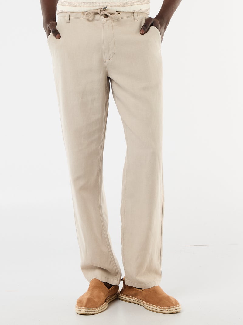 Pantaloni tinta unita in materiale leggero e morbido Beige - Kiabi