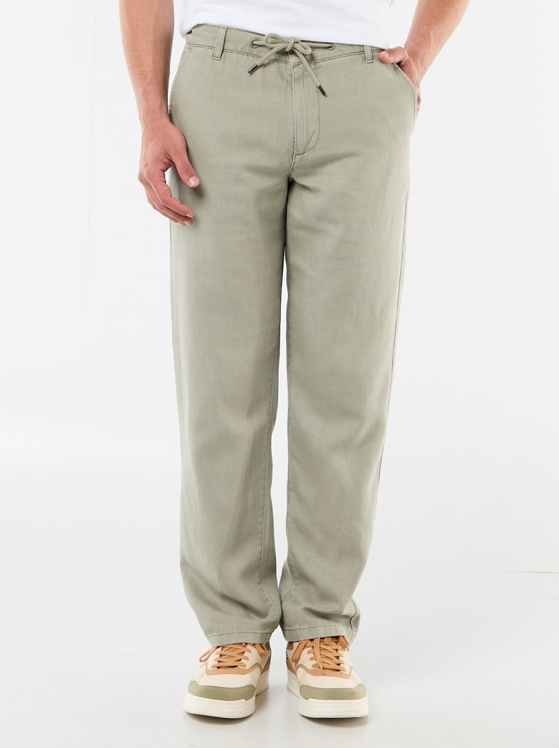 Pantaloni tinta unita in materiale leggero e morbido Verde - Kiabi