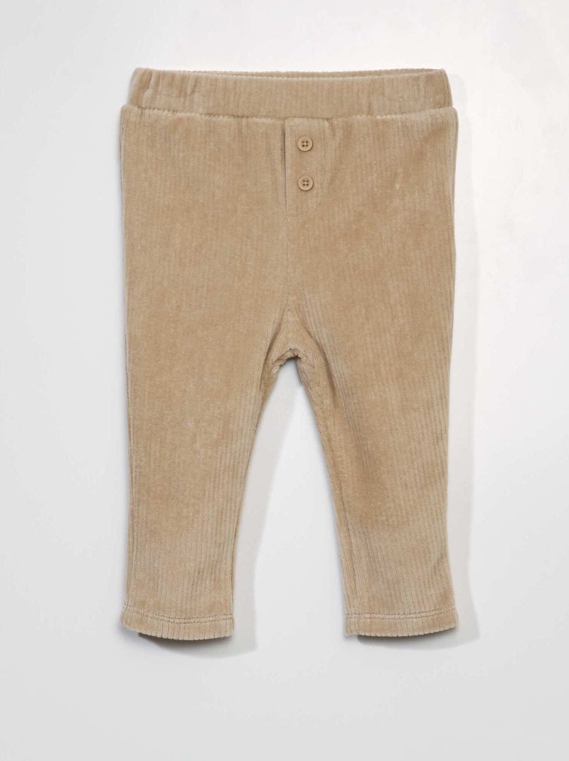Pantaloni tinta unita in velluto a coste BEIGE - Kiabi
