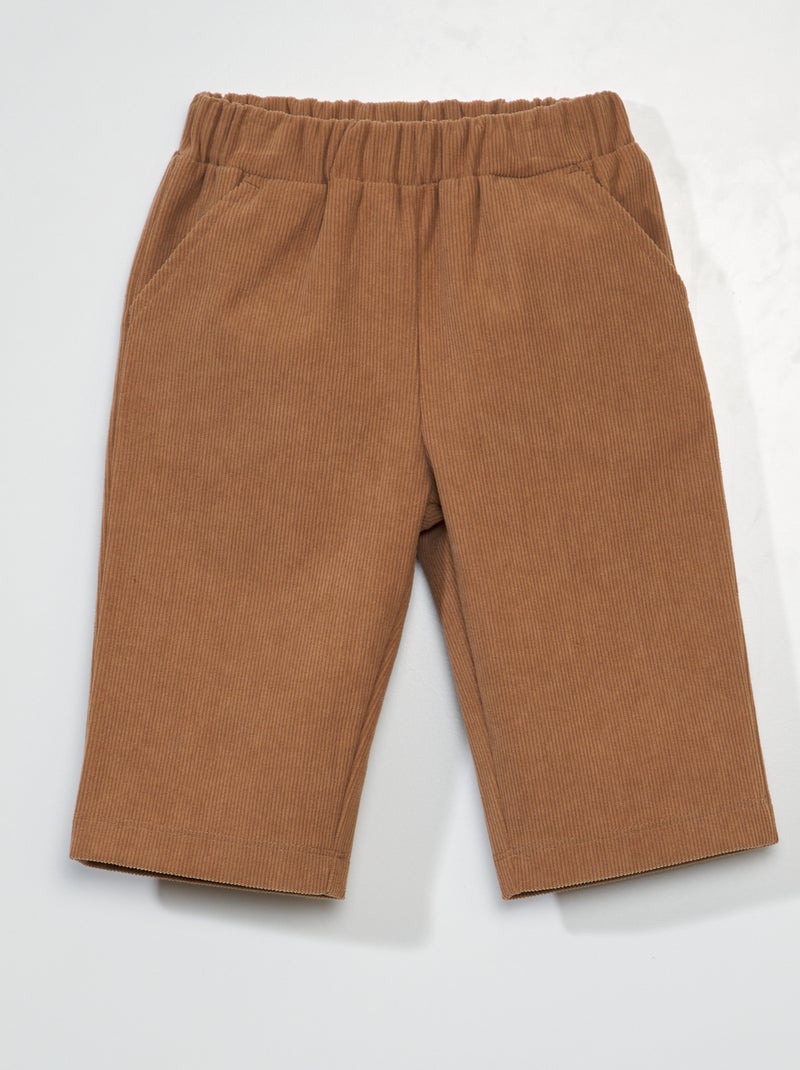 Pantaloni tinta unita in velluto a coste MARRONE - Kiabi