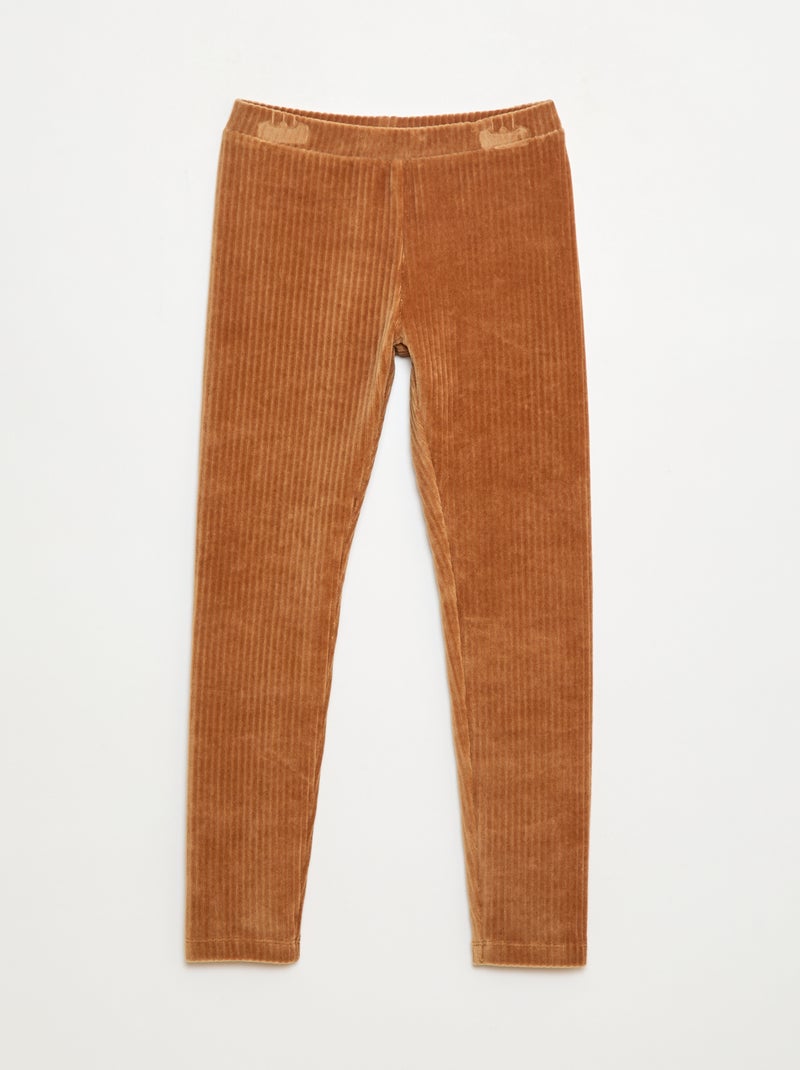 Pantaloni tinta unita in velluto a coste spesso Beige - Kiabi
