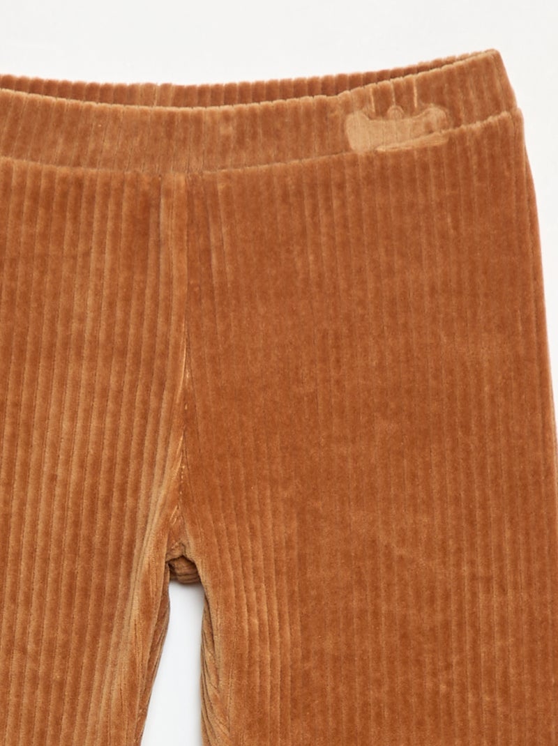 Pantaloni tinta unita in velluto a coste spesso Beige - Kiabi