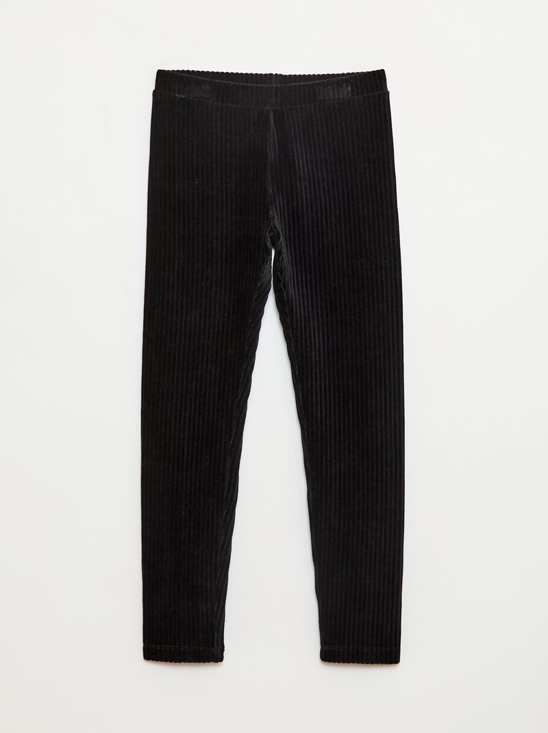 Pantaloni tinta unita in velluto a coste spesso Nero - Kiabi