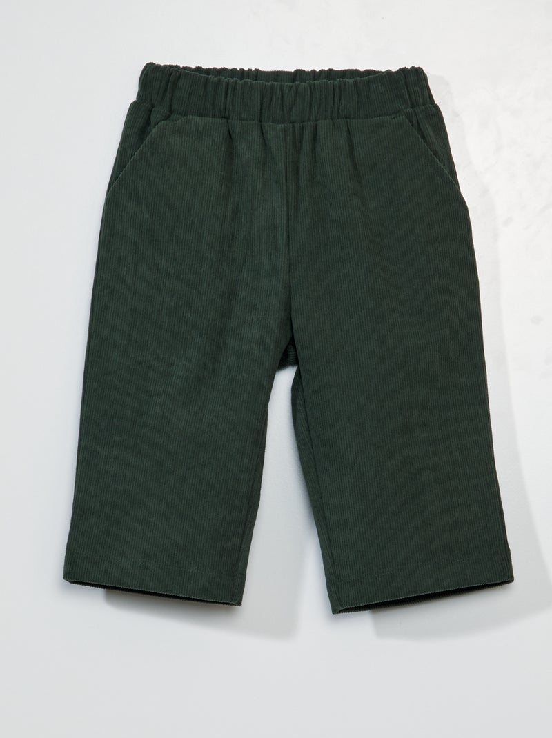 Pantaloni tinta unita in velluto a coste VERDE - Kiabi