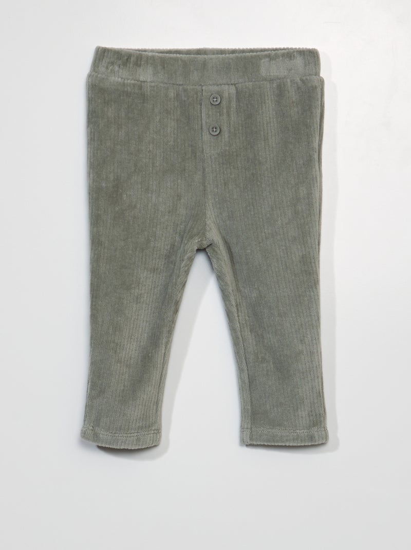 Pantaloni tinta unita in velluto a coste VERDE - Kiabi