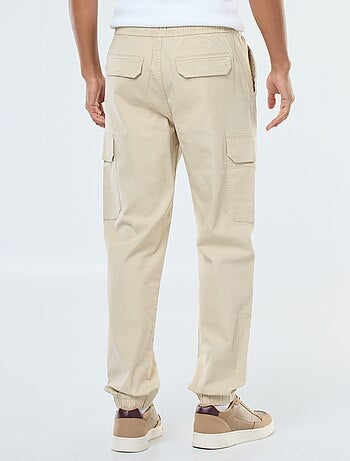 Pantaloni tinta unita multitasche con vita elasticizzata
