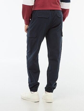 Pantaloni tinta unita multitasche con vita elasticizzata