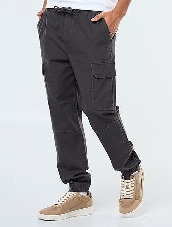 Pantaloni tinta unita multitasche con vita elasticizzata