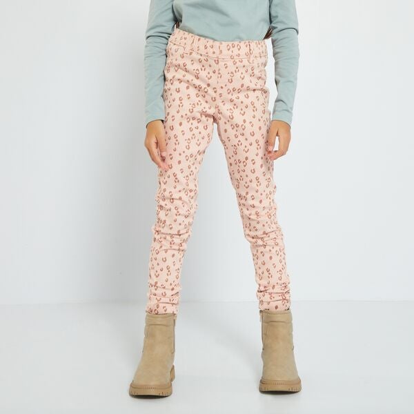 Pantaloni treggings in twill 'floreale' Bambina 3-12 anni - ROSA - Kiabi -  10,00€