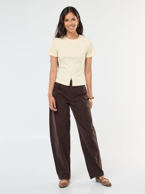 Pantaloni uniti in twill a vita alta - Kiabi