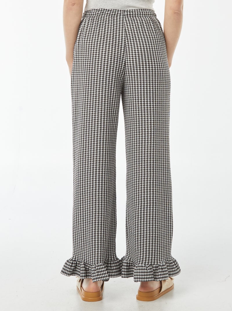 Pantaloni vichy con volant sul fondo Nero - Kiabi