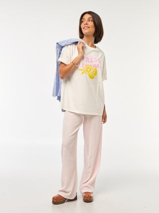 Pantaloni vichy in maglia goffrata