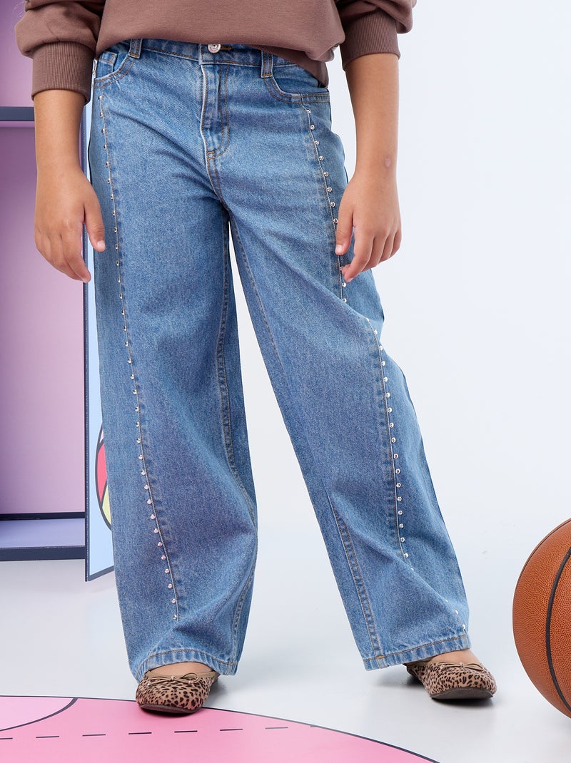Pantaloni wide leg / a gamba larga con borchie fantasiose Blu - Kiabi