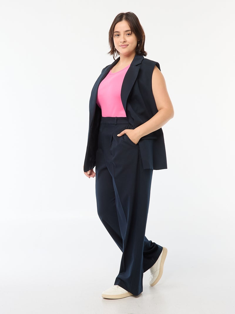 Pantaloni wide leg a vita alta Blu Taglie forti Donna