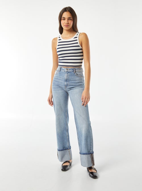 Pantaloni wide leg con ampi risvolti sul fondo - Kiabi