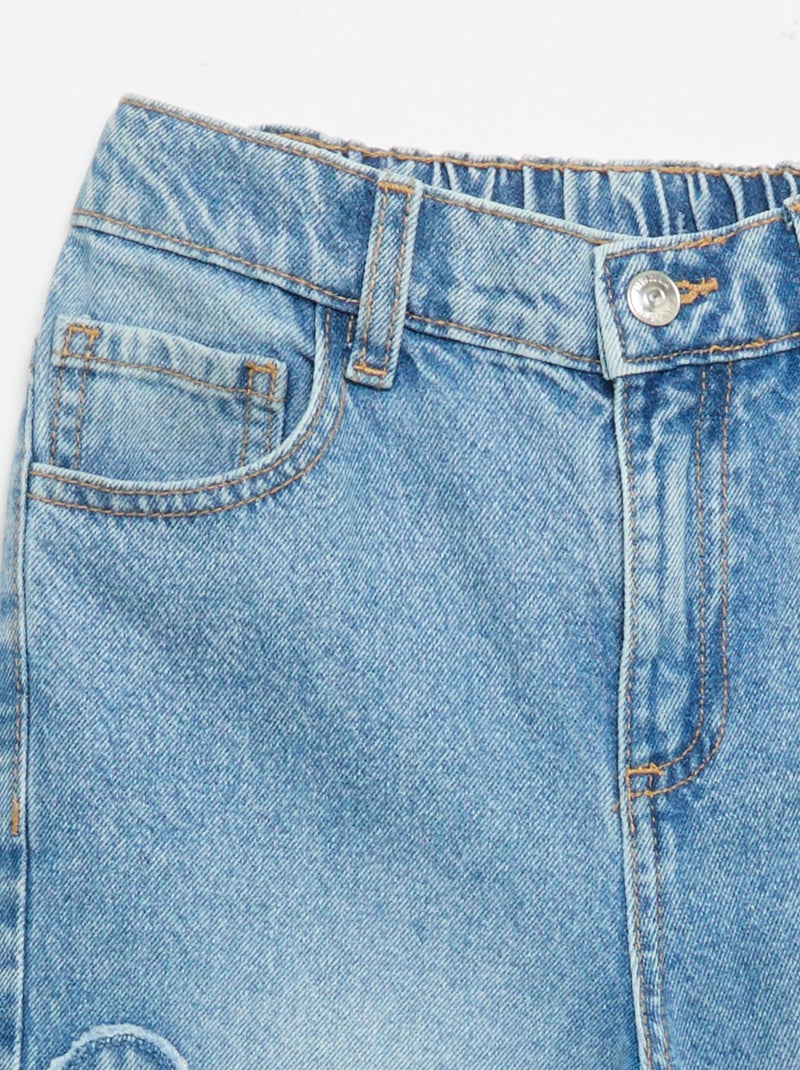 Pantaloni wide leg con ricami Blu - Kiabi