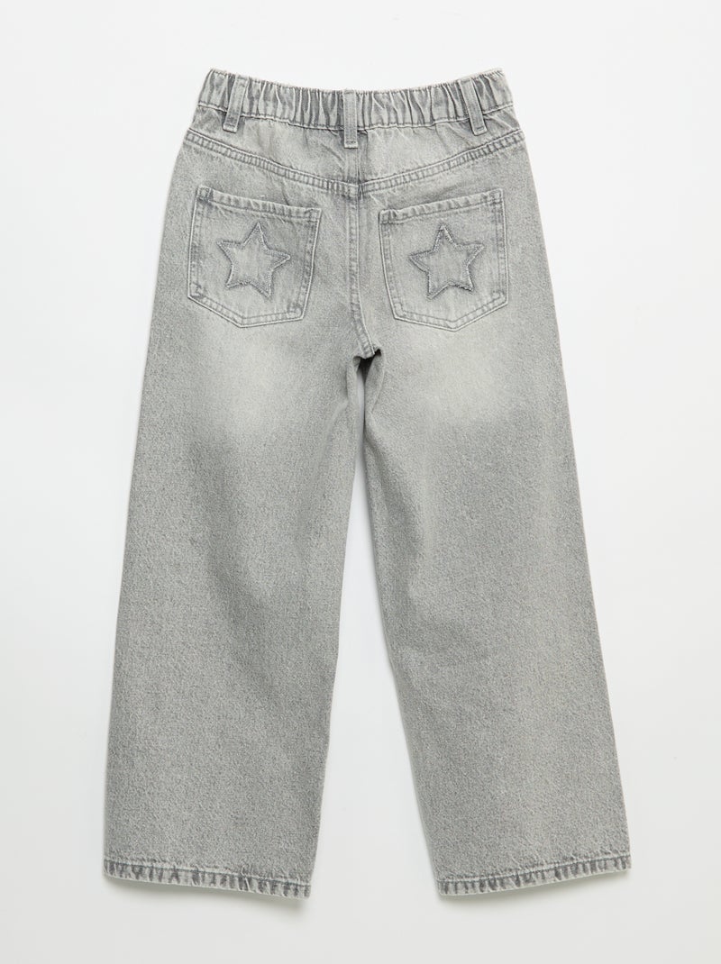 Pantaloni wide leg con ricami Grigio - Kiabi