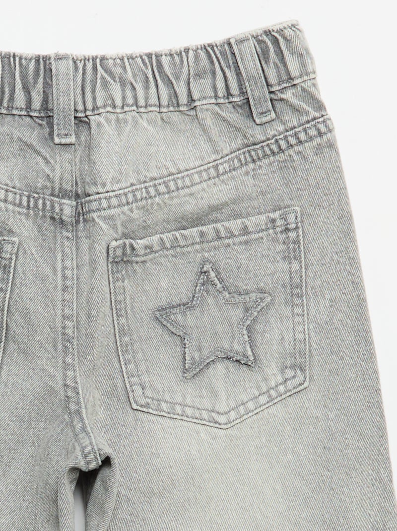 Pantaloni wide leg con ricami Grigio - Kiabi