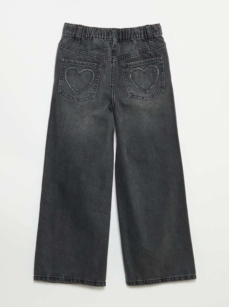 Pantaloni wide leg con ricami Grigio - Kiabi