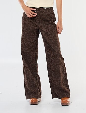 Pantaloni wide leg con stampa leopardata