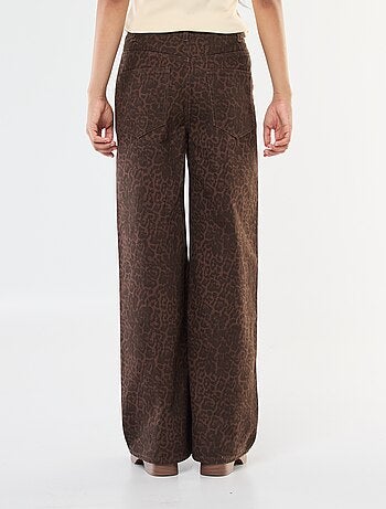 Pantaloni wide leg con stampa leopardata