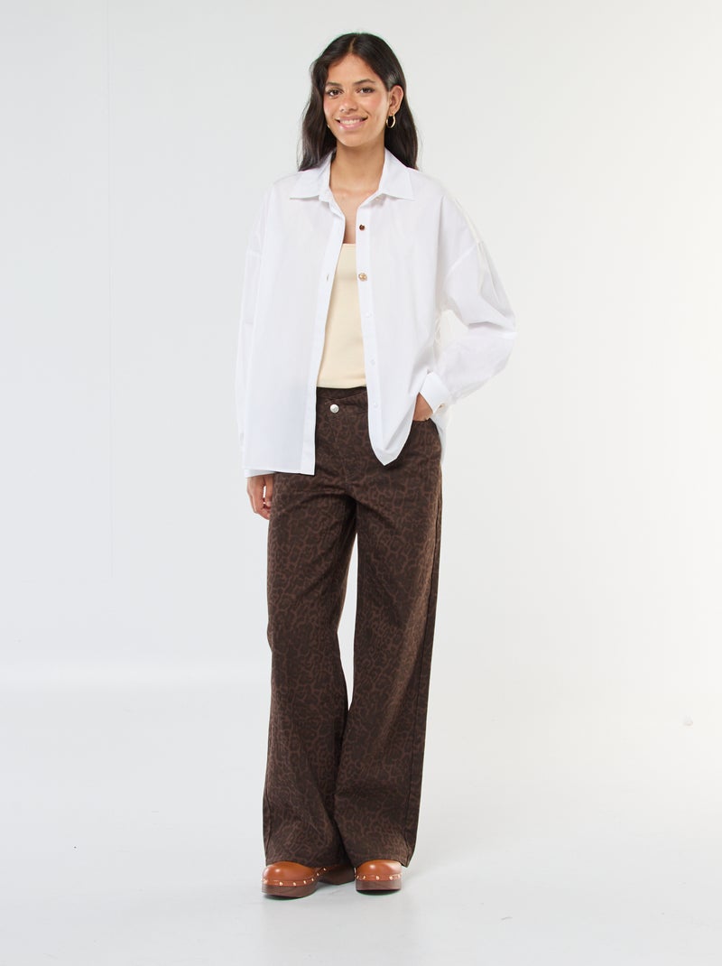 Pantaloni wide leg con stampa leopardata Marrone - Kiabi