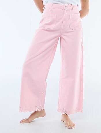 Pantaloni wide leg con tasche applicate