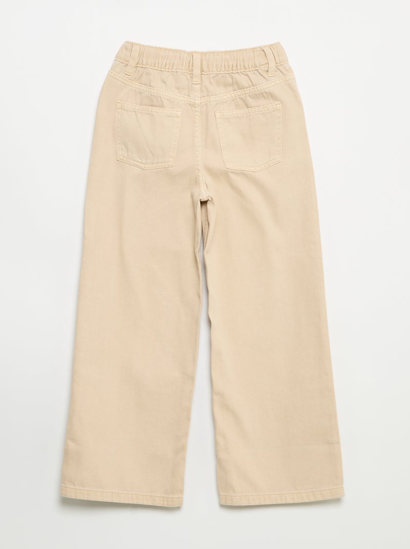 Pantaloni wide leg con vita regolabile Beige - Kiabi