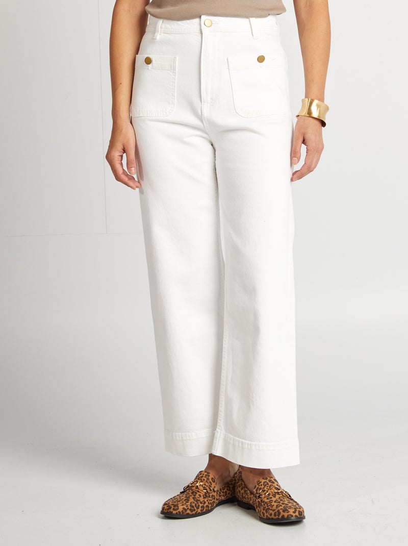 Pantaloni wide leg cropped bianco - Kiabi