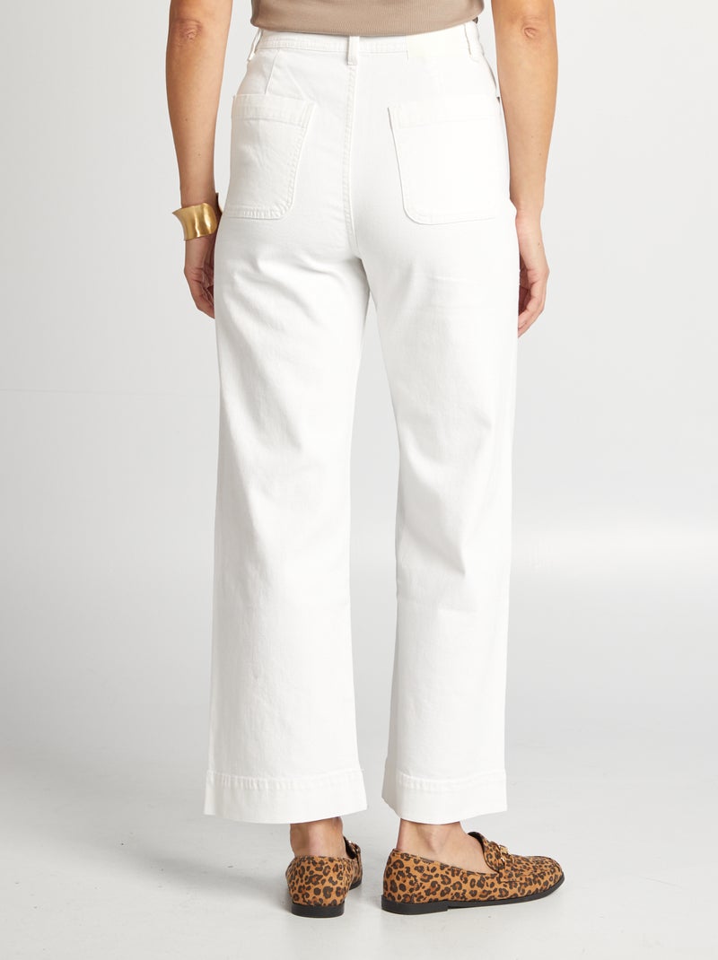 Pantaloni wide leg cropped bianco - Kiabi