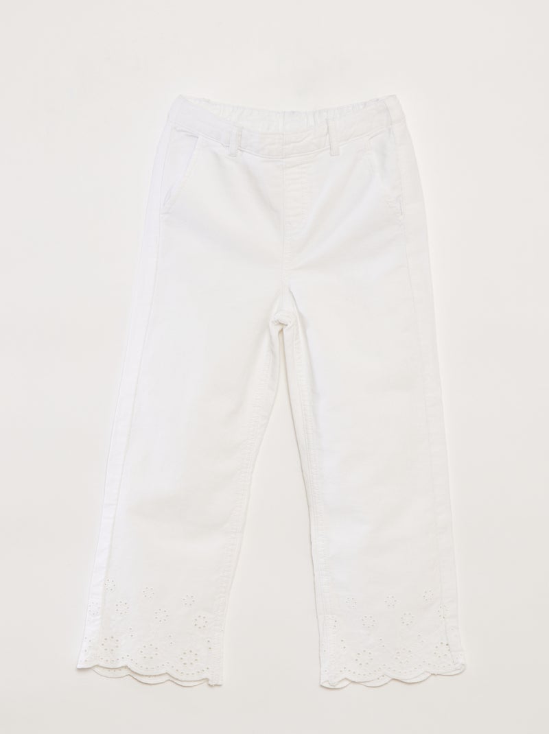 Pantaloni wide leg Finiture ricamato bianco - Kiabi